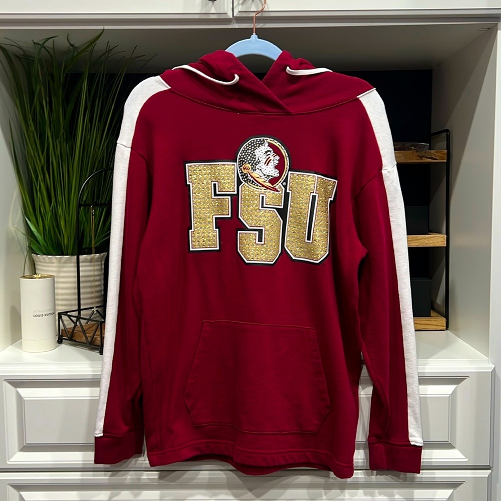 PINK FSU Sparkle light hoodie with front pocket Great condition sweater SZ S